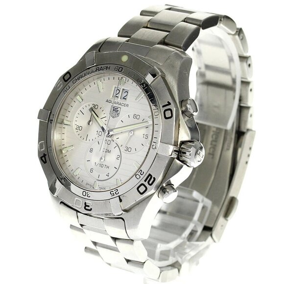 TAG HEUER Aqua racer CAF101F Chronograph Date Silver Dial Quartz Men's - Picture 2 of 11